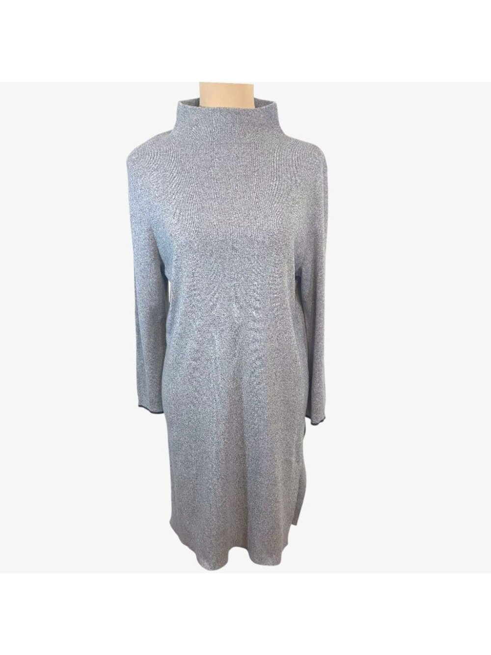 Knit Turtleneck Sweater Dress M Gray Nic & Zoe EUC Ribbed Classic Minimalist